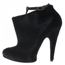 Pre Owned Givenchy Black Calf Hair Ankle Boots Size 39