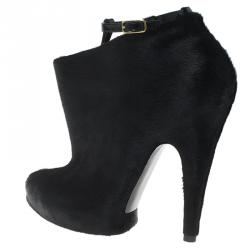 Pre Owned Givenchy Black Calf Hair Ankle Boots Size 39