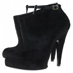 Pre Owned Givenchy Black Calf Hair Ankle Boots Size 39