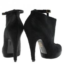 Pre Owned Givenchy Black Calf Hair Ankle Boots Size 39