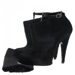 Pre Owned Givenchy Black Calf Hair Ankle Boots Size 39