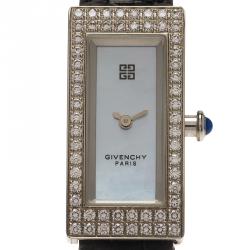 Pre Owned Givenchy Mother of Pearl Stainless Steel Diamond Apsaras Women's Wristwatch 15MM