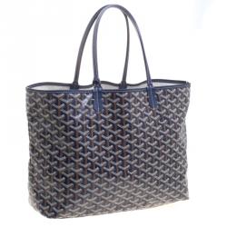 Pre Owned Goyard Brown/Navy Blue Coated Canvas Saint Louis Tote