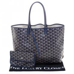 Pre Owned Goyard Brown/Navy Blue Coated Canvas Saint Louis Tote