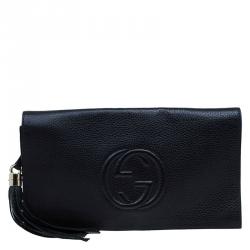 Gucci Black Leather Soho Clutch