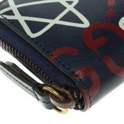 Gucci Black Ghost Print Leather Zip Around Card Case