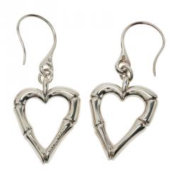 مملوكة مسبقًا Gucci Bamboo Heart Silver Hook Earrings