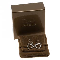 مملوكة مسبقًا Gucci Bamboo Heart Silver Hook Earrings