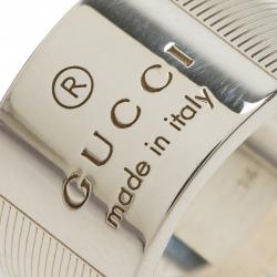 Pre Owned Gucci Trademark Silver Band Ring Size 54