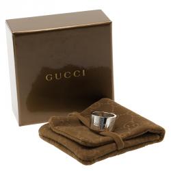 Pre Owned Gucci Trademark Silver Band Ring Size 54