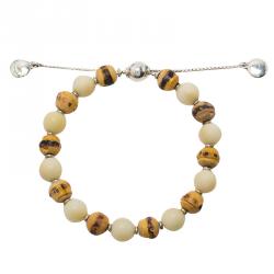 Pre Owned Gucci Bamboo and Tagua Beaded Silver Bracelet