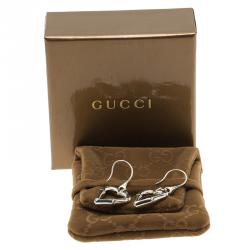 Pre Owned Gucci Bamboo Heart Silver Hook Earrings