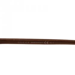 Pre Owned Gucci Brown Leather GG 2887/S Aviator Sunglasses