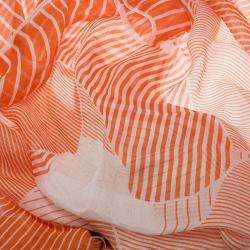 Pre Owned وشاح غوتشي حرير مخطط برتقالي وأبيض مربع