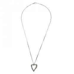 Pre Owned Gucci Bamboo Heart Silver Pendant Necklace