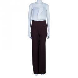 Pre Owned Gucci Burgundy Wide Leg Trousers M