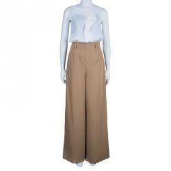 Pre Owned Gucci Dark Beige Wide Leg Trousers S
