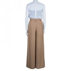 Pre Owned Gucci Dark Beige Wide Leg Trousers S