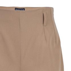 Pre Owned Gucci Dark Beige Wide Leg Trousers S