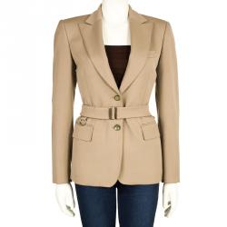 Pre Owned Gucci Beige Belted Blazer S