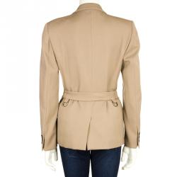 Pre Owned Gucci Beige Belted Blazer S