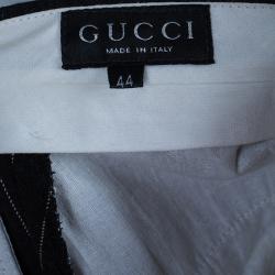 Pre Owned Gucci Black Striped Wide Leg Trousers M