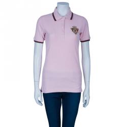 Pre Owned Gucci Baby Pink Crest Polo Shirt M