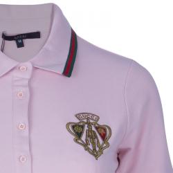 Pre Owned Gucci Baby Pink Crest Polo Shirt M