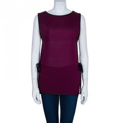 Pre Owned Gucci Purple Side Detail Knit Top S