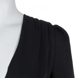 مملوكة مسبقًا فستان غوتشي حرير أسود وأخضر بظهر مكشوف وأكمام طويلة S