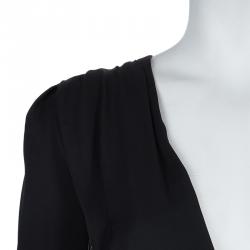 مملوكة مسبقًا فستان غوتشي حرير أسود وأخضر بظهر مكشوف وأكمام طويلة S