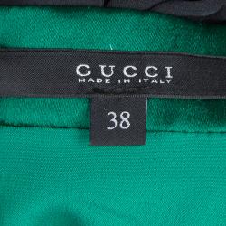 مملوكة مسبقًا فستان غوتشي حرير أسود وأخضر بظهر مكشوف وأكمام طويلة S