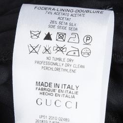 مملوكة مسبقًا فستان غوتشي حرير أسود وأخضر بظهر مكشوف وأكمام طويلة S