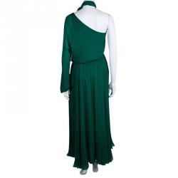 Gucci Emerald Green Silk Chiffon One Shoulder Gown M