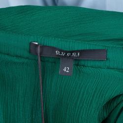 Gucci Emerald Green Silk Chiffon One Shoulder Gown M
