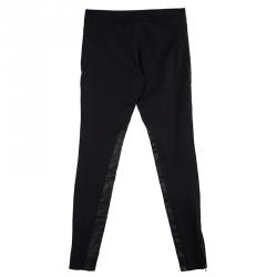 Pre Owned Gucci Black Leather Panel Detail Skinny Trousers S