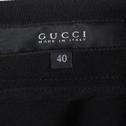Pre Owned Gucci Black Leather Panel Detail Skinny Trousers S
