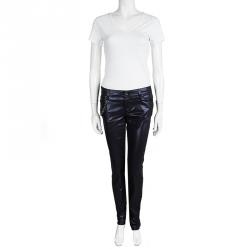 Gucci Navy Blue Metallic Coated Denim Jeans S