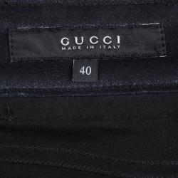 Gucci Navy Blue Metallic Coated Denim Jeans S