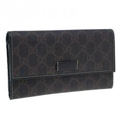 Pre Owned Gucci Brown Coated Canvas Monogram Continental Wallet