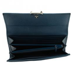 Gucci Beige Guccissima Canvas and Blue Trim Continental Wallet