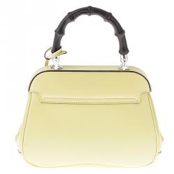Pre Owned Gucci Light Yellow Leather Mini Lady Lock Top Handle Bag