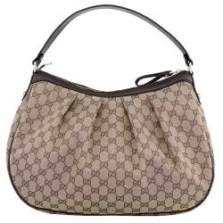 Pre Owned حقيبة غوتشي سوكي متوسطة كانفاس بيج /بني