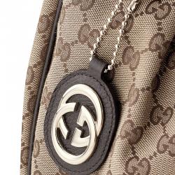 Pre Owned حقيبة غوتشي سوكي متوسطة كانفاس بيج /بني