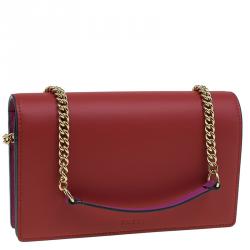 Pre Owned حقيبة غوتشي ميني سلسلة كانفاس سوبريم GG وجلد متعددة الألوان