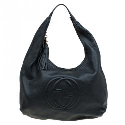 مملوكة مسبقًا Gucci Black Pebbled Leather Soho Hobo