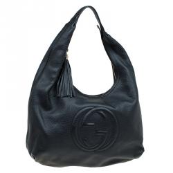 مملوكة مسبقًا Gucci Black Pebbled Leather Soho Hobo