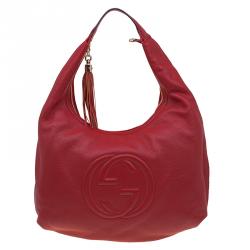 Gucci Red Pebbled Leather Large Soho Chain Shoulder Tote Bag – RETYCHE