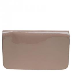 Pre Owned Gucci Beige Patent Leather Bright Bit Clutch