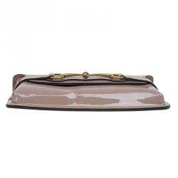 Pre Owned Gucci Beige Patent Leather Bright Bit Clutch